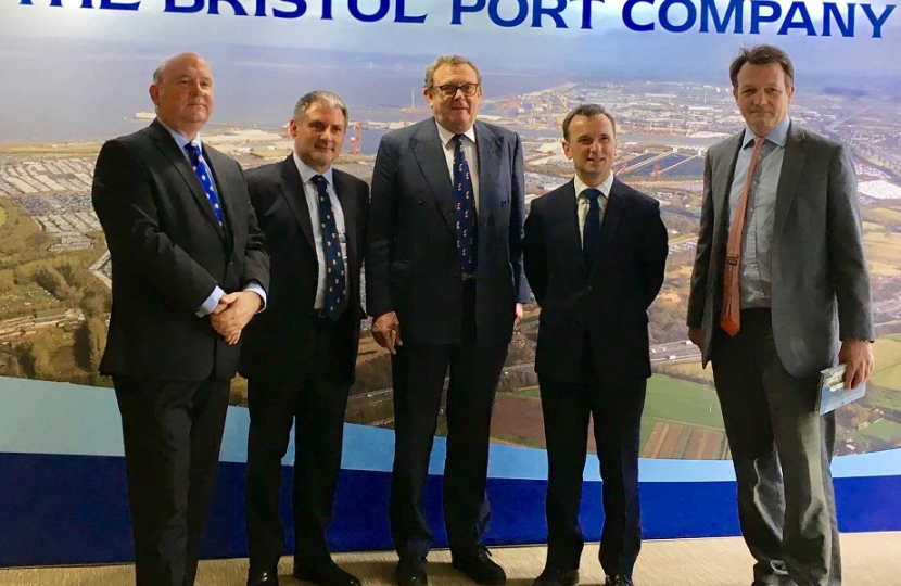 Mayor Tim Bowles, Jack Lopresti MP, Chairman of the Bristol Port Board, Secretary of State for Wales and CEO Bristol Port