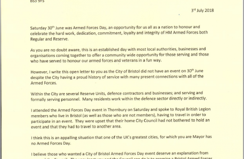 Open letter to the Mayor of Bristol, Marvin Rees