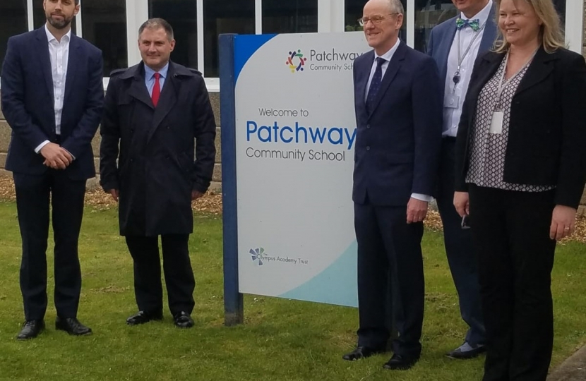 Jack Lopresti MP at Patchway School with Schools Minister