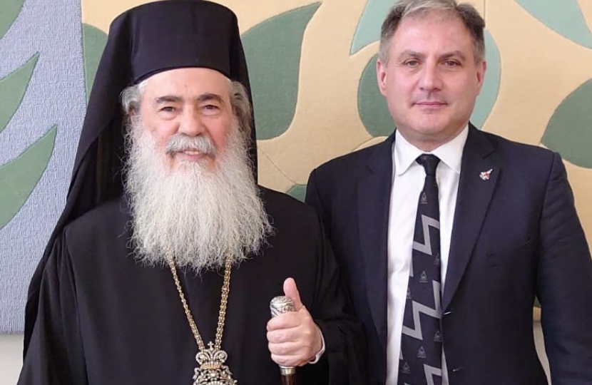 Meeting The Patriarch of Jerusalem for a briefing on 'Christianity in the Holy Land'