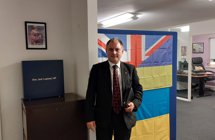 Jack Lopresti at his constituency office in Bradley Stoke after holding a surgery.