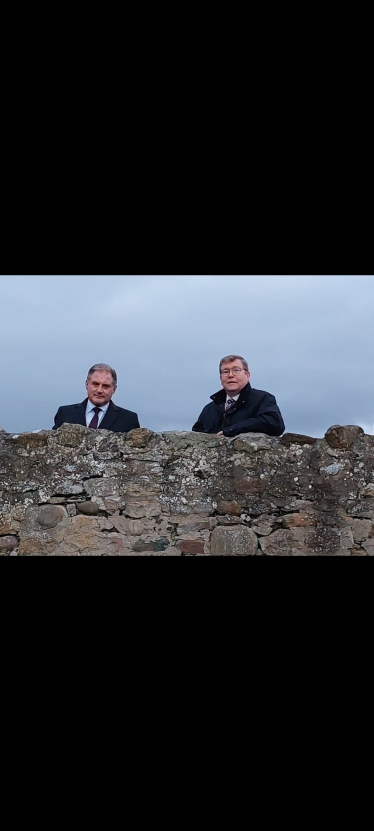 Jack with Peter Gibson MP at the Roman Fort